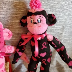 Pink Ribbon Sock Monkey - Black